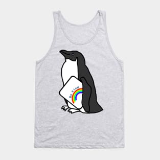 Cute Penguin Says Be Kind With a Rainbow Tank Top